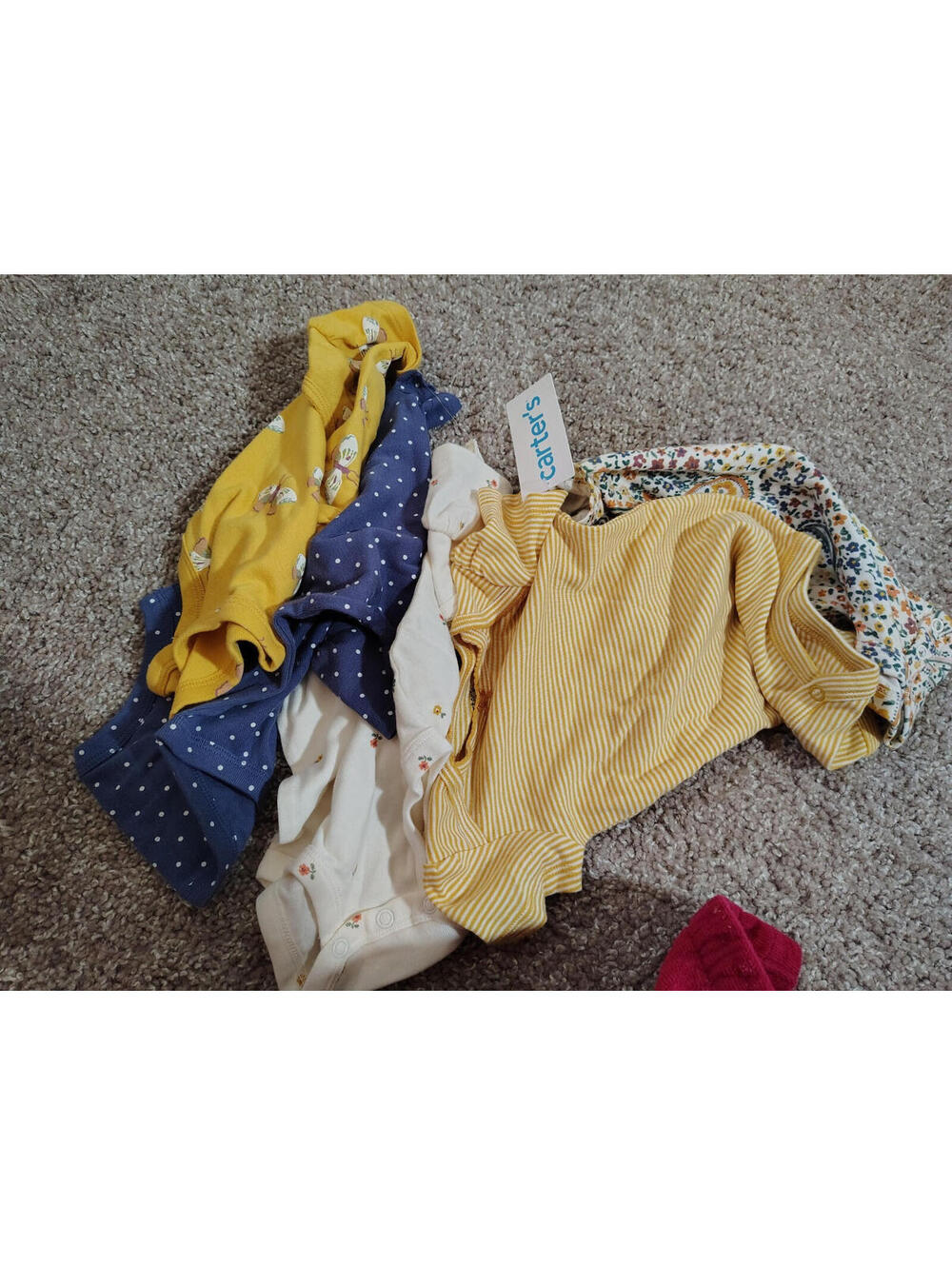 Baby Girl 6 mo Nwt Carters 100% Cotton 4 piece one piece snap  blue yellow - Picture 2 of 4